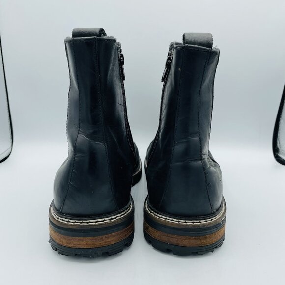 Crevo Boots Mens Size 12 Black Leather Slip On Zipper Hawson Chelsea Heeled Shoe - Picture 7 of 11